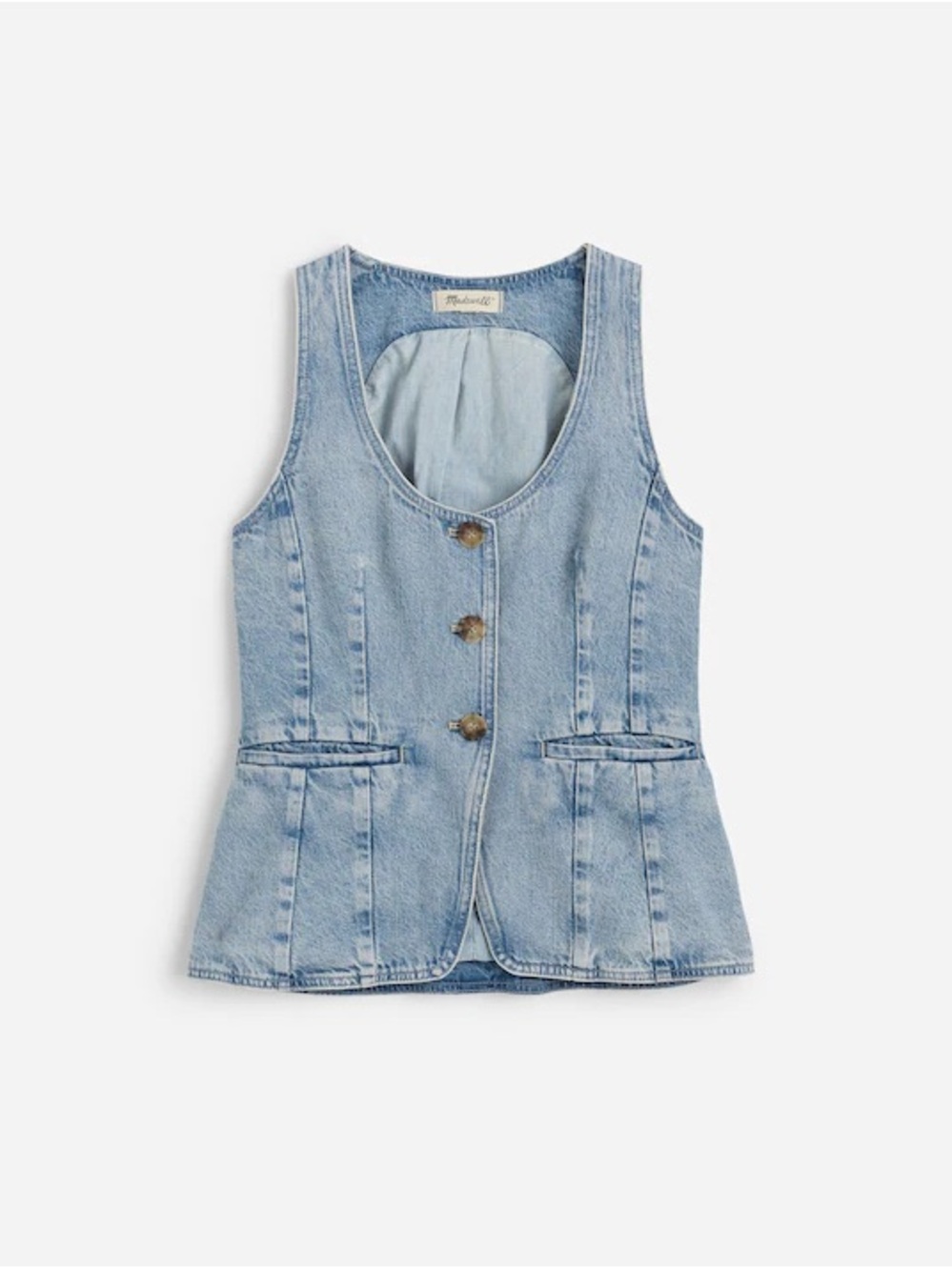 NWT Madewell Denim Scoopneck Cutaway Vest in Edmonson Wash